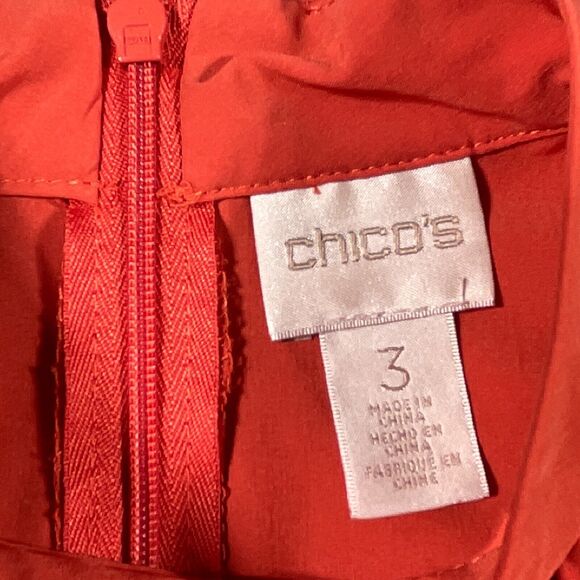 Chicos 2 Top Shirt 3 XL Pullover Keyhole Orange 3/4 Choker Sleeve Stretch Autumn - Picture 4 of 14